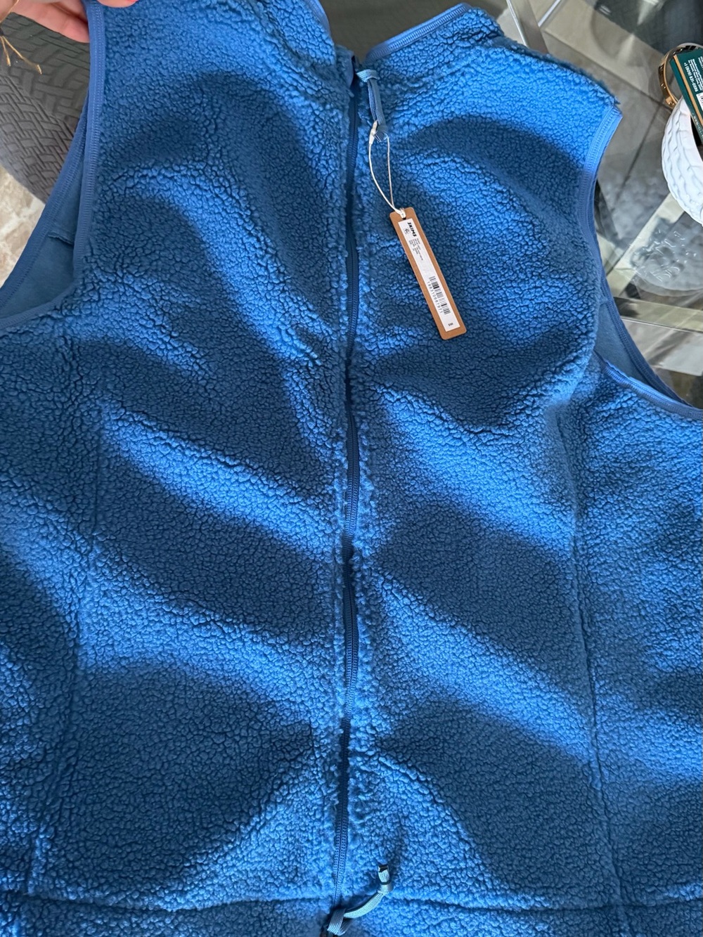SKIMS Blue Sherpa Fleece Zip-Up Vest
